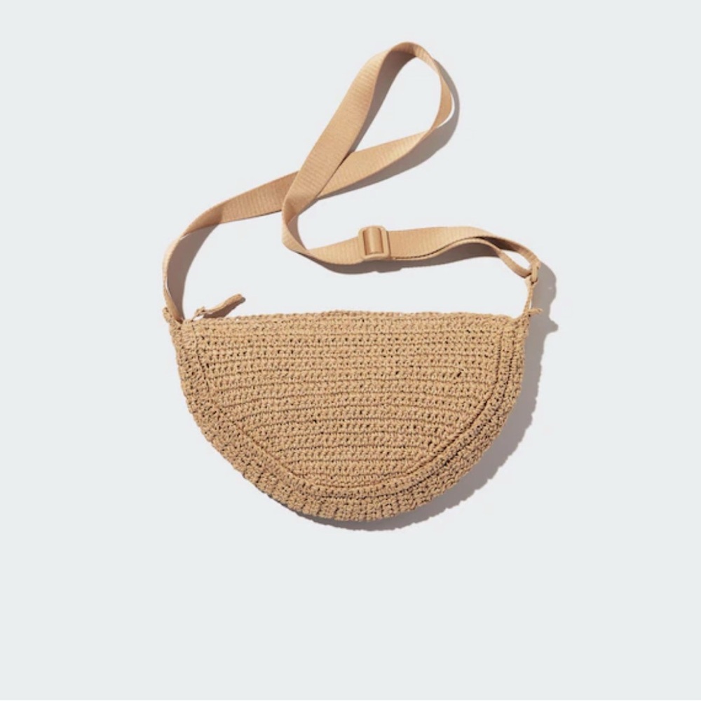 Uniqlo Crochet Tan Woven Crossbody Bag